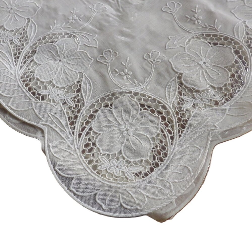 Vintage Vinyl Lace Tablecloth 68" X 68"